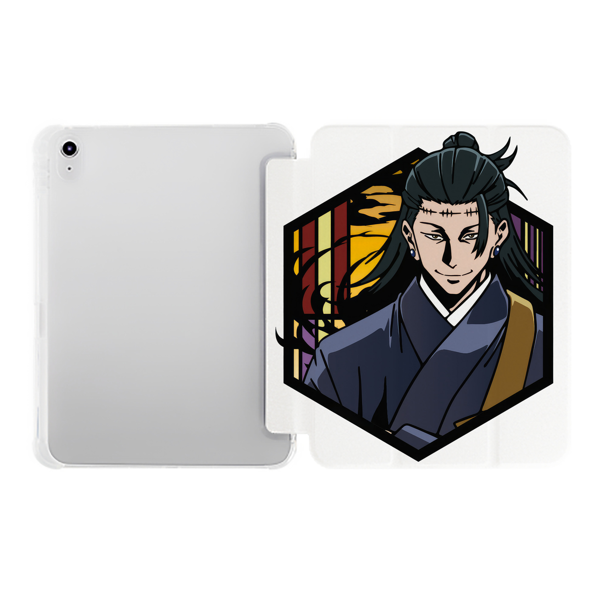 （画像用） 呪術廻戦 Jujutsu Kaisen IPad ケース ペン収納付き 三つ折りスタンド PUレザー×シリコン 対応機種9.5/10.5/10.9インチ